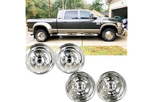 DEEBIOR 4pcs Front Rear Polished Stainless Steel Wheel Simulators for 2003-2018 Dodge Ram 3500 Dually,17" Dually 8 Lug 5 Hand Hole Hub Caps,Nice Looking Liners Wheel Covers +Center Caps for 03-18 Ram 3500