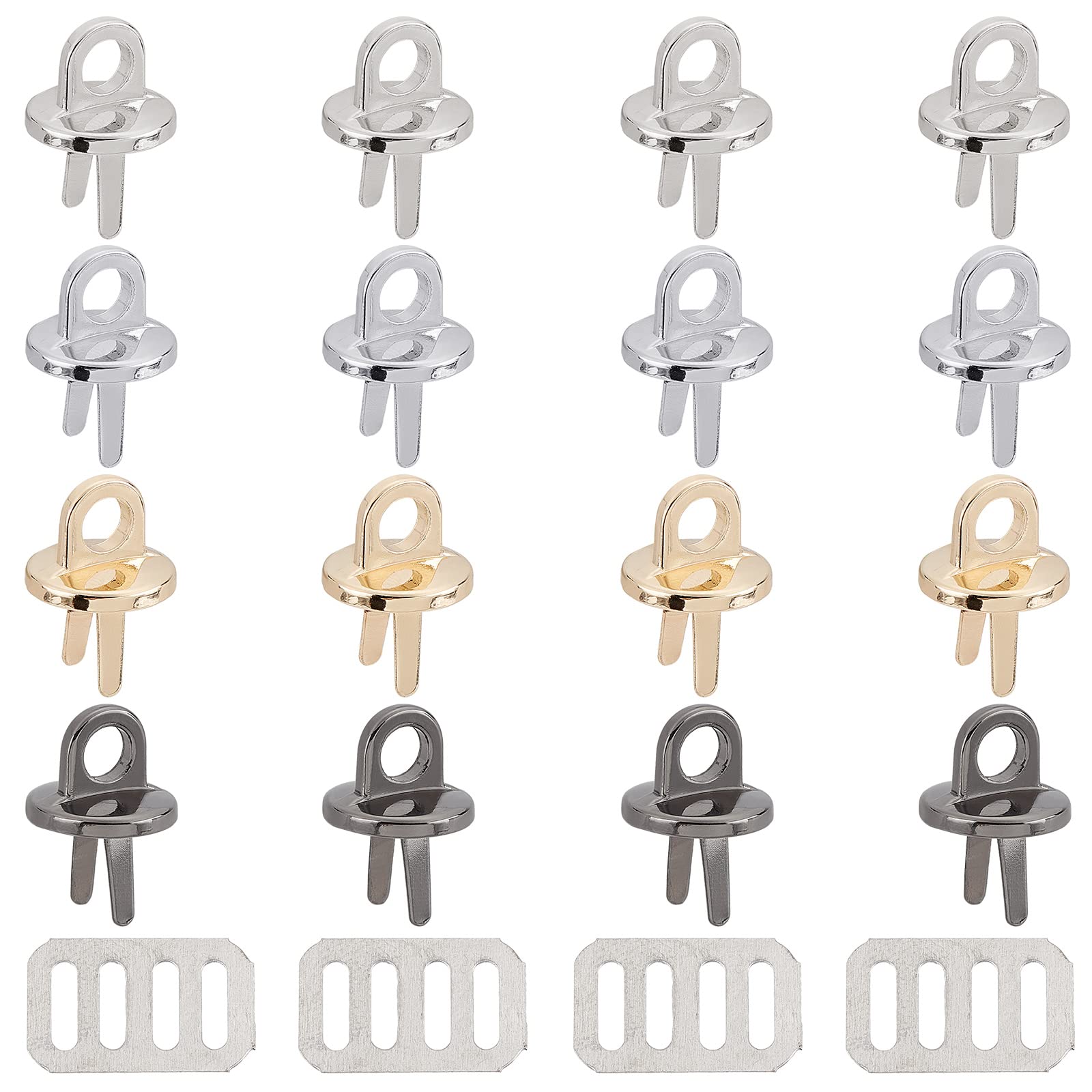 WADORN 16 Sets Bag Strap Connector Buckles, 4 Colors Purse Suspension Clasp Round Metal Side Clip Buckle Handbag Chain Ring Clasp Hardware Fastener for DIY Leather Crafts Making, Hole: 0.55cm