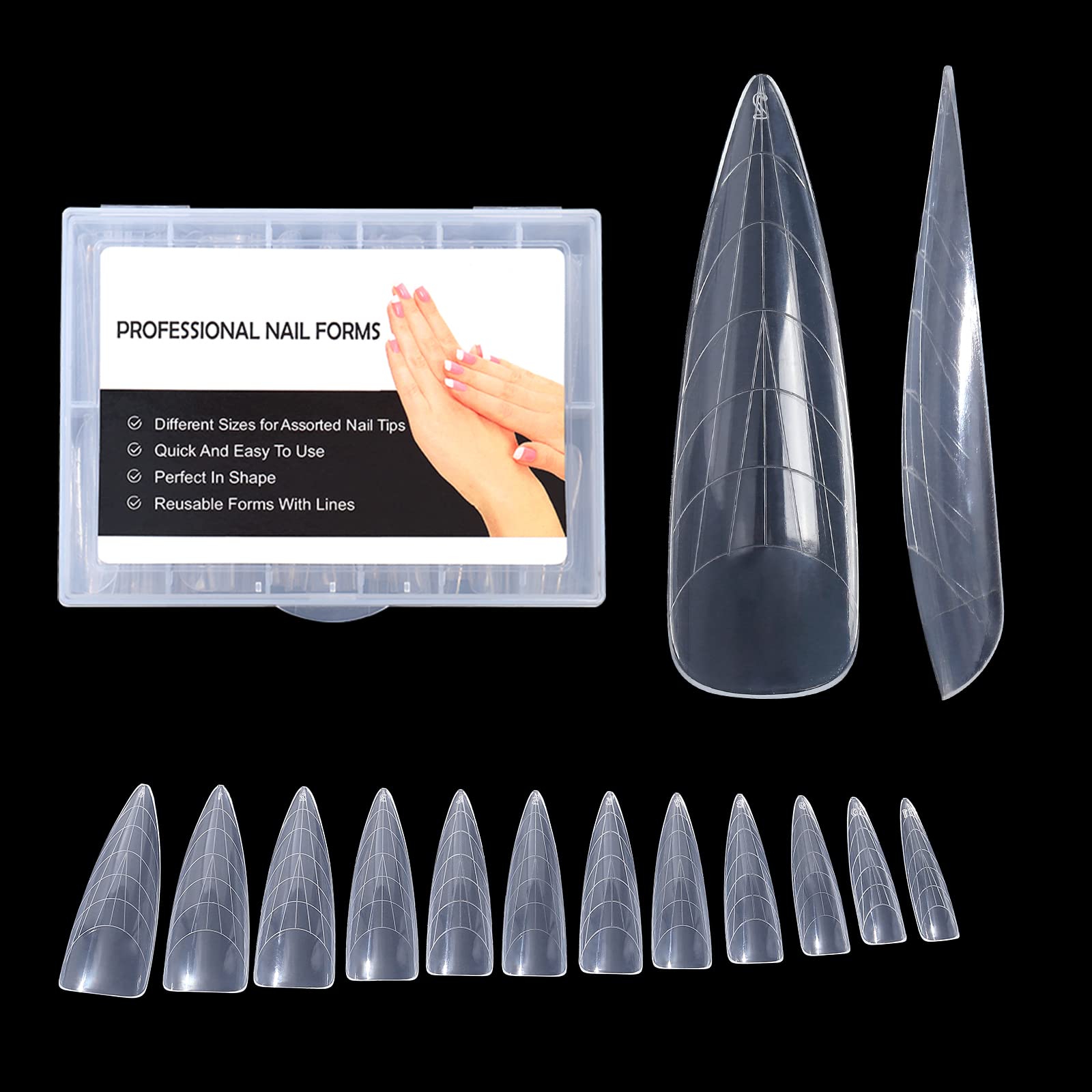 BNG Dual Nail Forms for Gel Builder 120 Pcs, Professional Gel Nails Extension Full Cover Stiletto Acrylic Mold Quick Building, Mold K