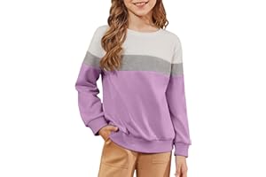 blibean Girls 2025 Long Sleeve Sweatshirt Tween Fall Patchwork Shirts Tops Size 6-15 Years