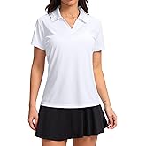 SANTINY Women's Golf Shirt Collared V-Neck Casual Work Tennis Tops UPF50+ Collared Polo Shirts for Women