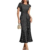 DRESSTELLS Sequin Formal Party Dress for Women Wedding Guest Cocktail Sparkly Prom Evening Dresses
