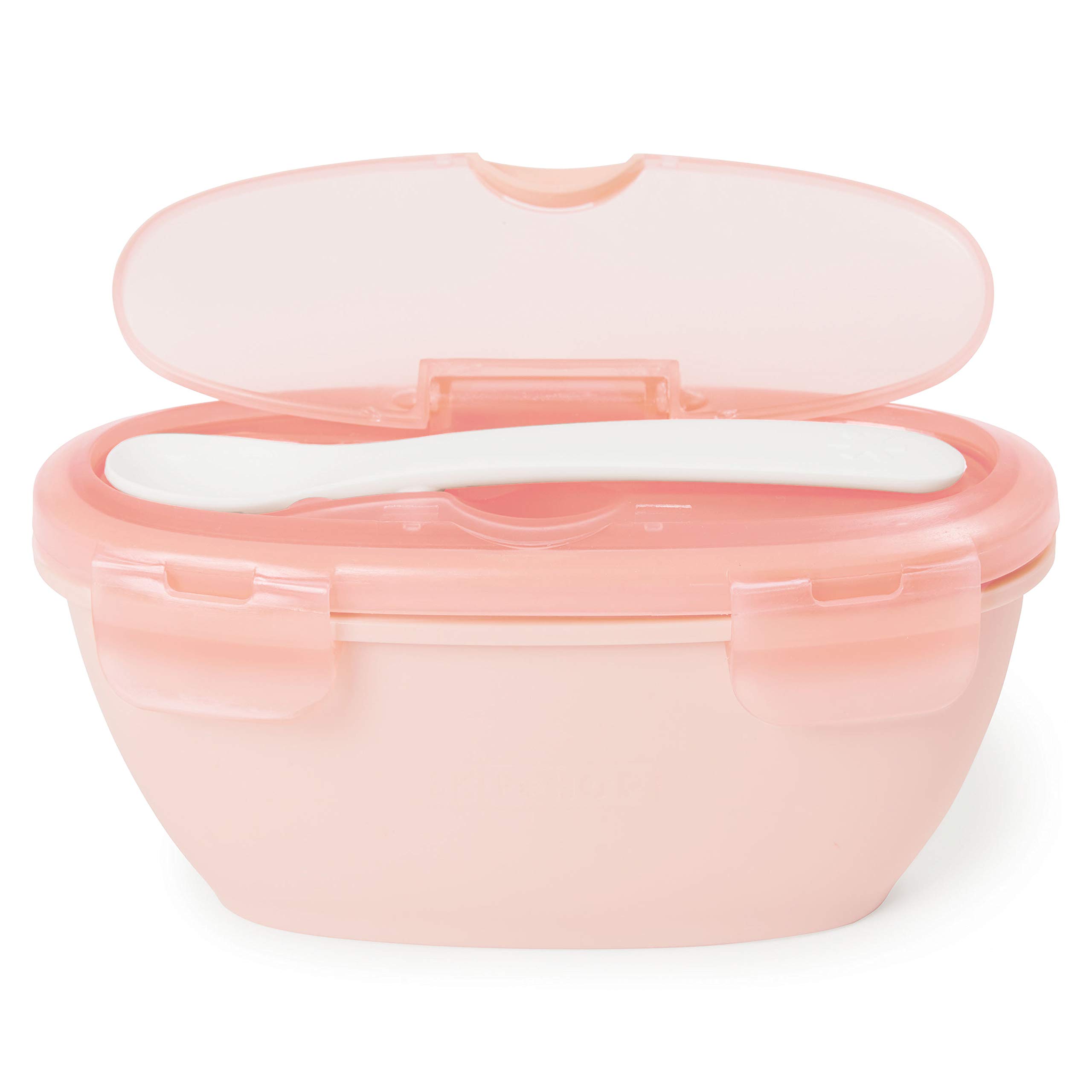 Skip Hop Easy Serve Travel Bowl and Spoon Coral, Grey and Soft Coral