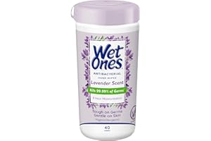 Wet Ones Antibacterial Hand Wipes, Lavender Wipes | Antibacterial Wipes, Moisturizing Wipes | 40 ct. Canister
