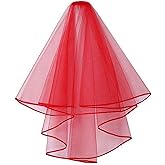 SYAYA Wedding Veil for Bride, 2 Tier Short Bridal Veil with Comb, Waist Length Tulle for Bachelorette Party