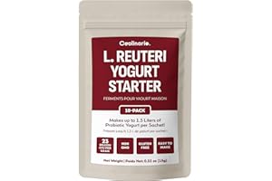 Coolinario L Reuteri Yogurt Starter (10-Pack, 1.5g Sachets) Live Cultures with Probiotics | Creamy & Delicious | Regular or G