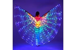 Ragyzity LED Isis Wings Light Up Wings Glow Light Up Belly Dance Costumes, Led Butterfly Wings for Halloween Christmas
