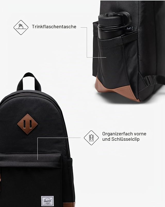 Unisex Heritage Backpack Black/Tan Standard - 24L
