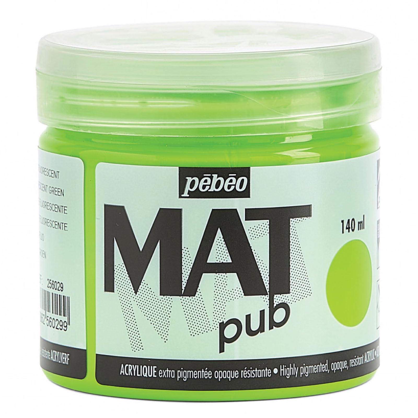 Pebeo 256029 Mat Pub, Fluorescent Green, 140ml