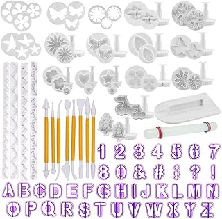 TIMESETL 108Stück Fondant Ausstechformen Fondant Ausstecher Set, Buchstaben Zahlen Ausstechformen zum Backen Tortendekoration Tortendeko, Modellierwerkzeug für Torten Deko