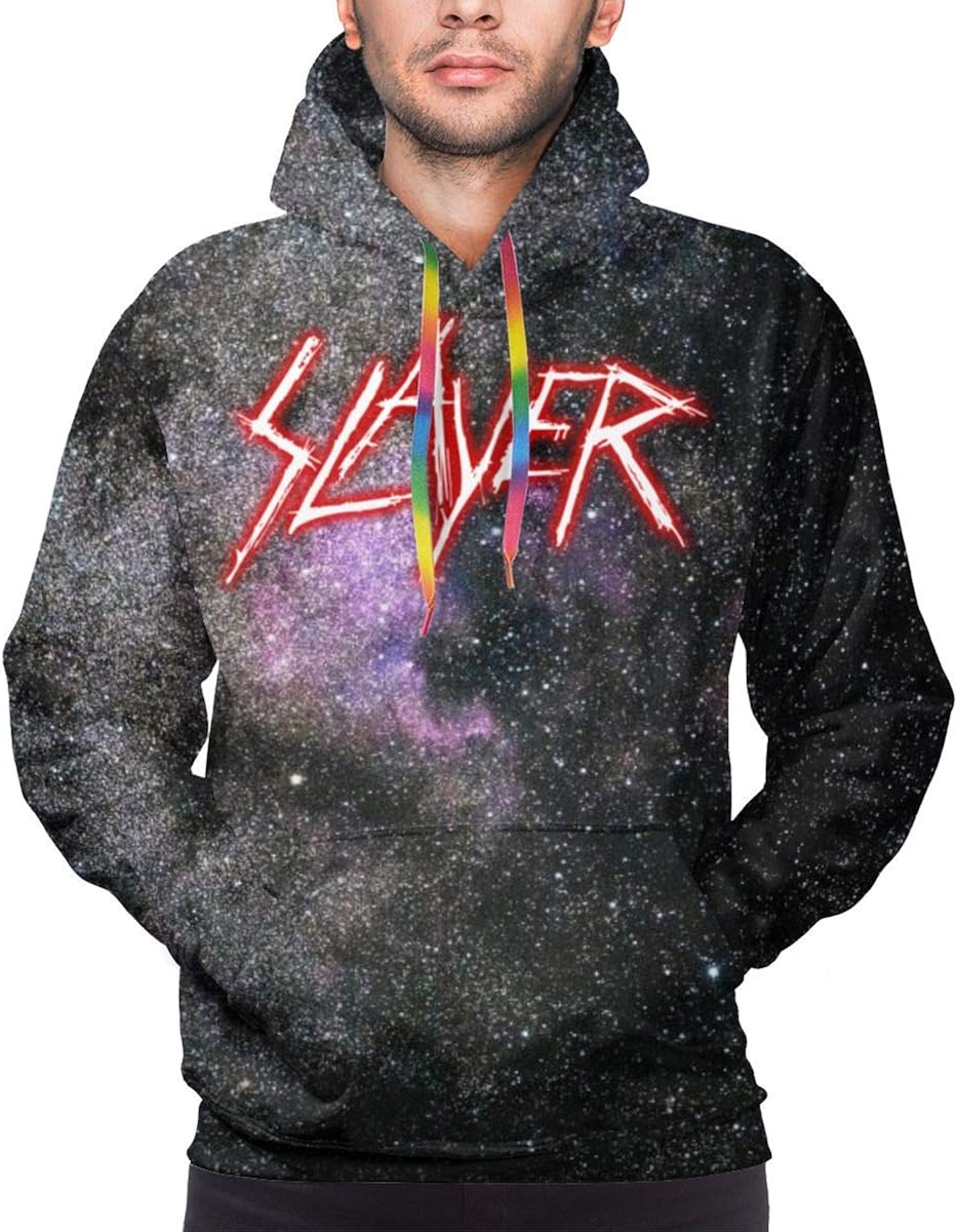 Slayer Band Mens Retro Hoodie Sweatshirt Polyester FullPrint Sweater Fashion Hoodies