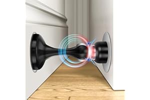 Crosize Magnetic Door Stoppers 1 Pack, Stainless Steel Door Stops for Wall and Floor Mounting, Gate Stops, No Drilling Metal Doorstops with Adhesive Tapes, Black
