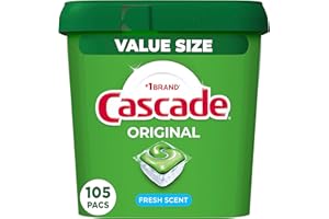 Cascade Original Dishwasher Pods, Actionpacs Dishwasher Detergent Tablets, Fresh Scent, 105 Count (Packaging May Vary)