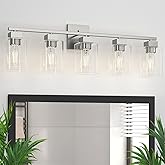 Espird 5 Light Bathroom Vanity Light - Brush Nickel Bathroom Light Fixtures Square Design & UL Certification, 31 Inch Long Li
