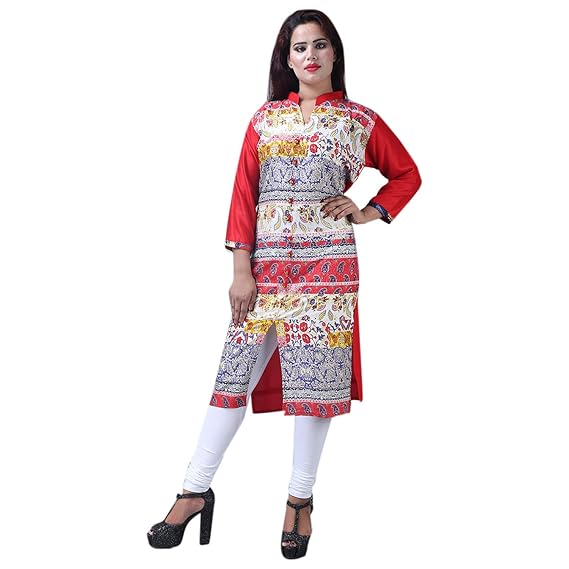 Buy Eoigetm Red White Printed Kurti For Womens Girls At Amazon In