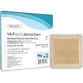 MedVanceTM Silicone - Bordered Silicone Adhesive Foam Dressing Size 6"x6" (4.1"x4.1" pad), Box of 5 dressings