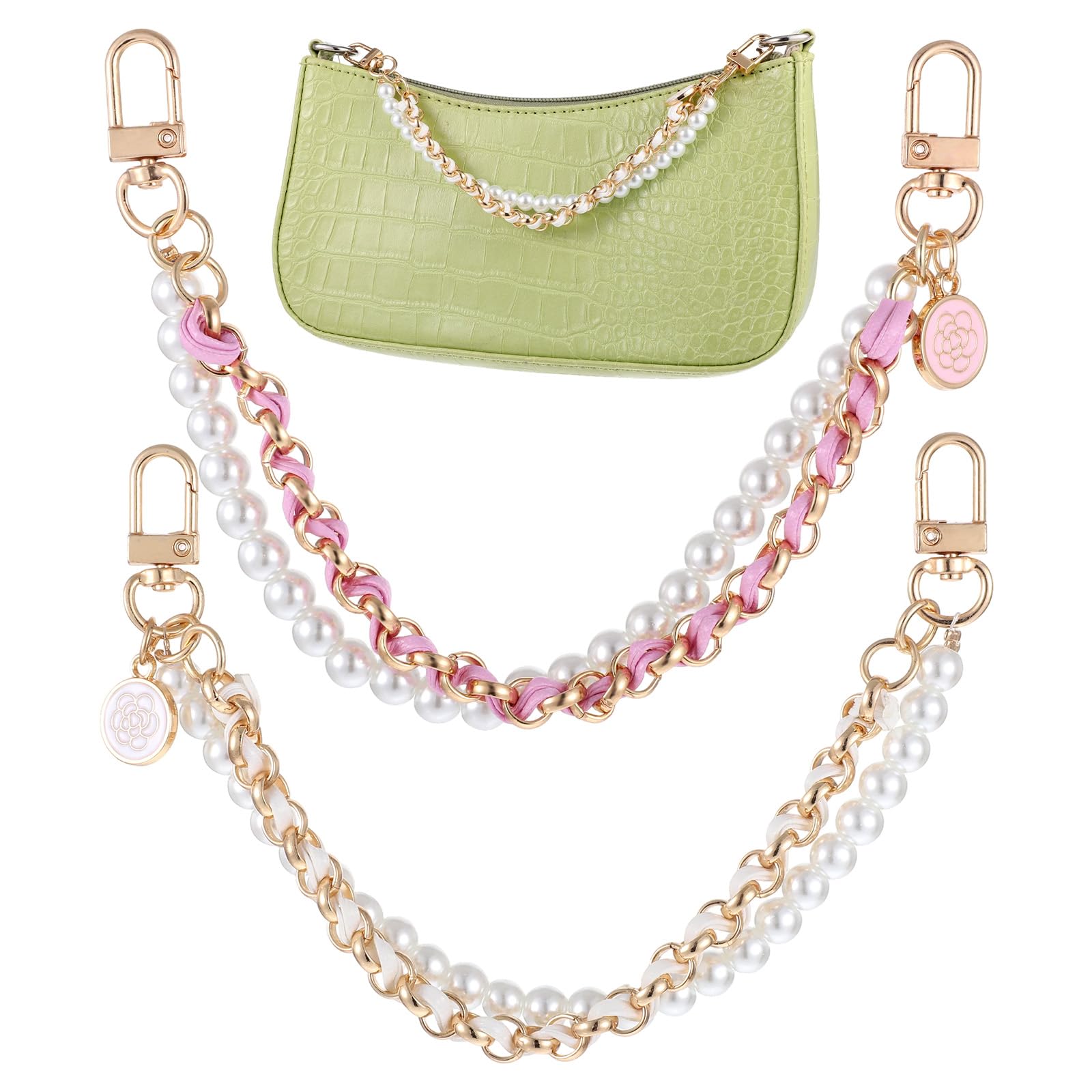 Photo 1 of 2 Pcs Pearl Purse Chain Extender, 10 Inch Cute Purse Extender Chain for Tote Bags Crossbody Shoulder Bags Handbag Clutch Handles Charm