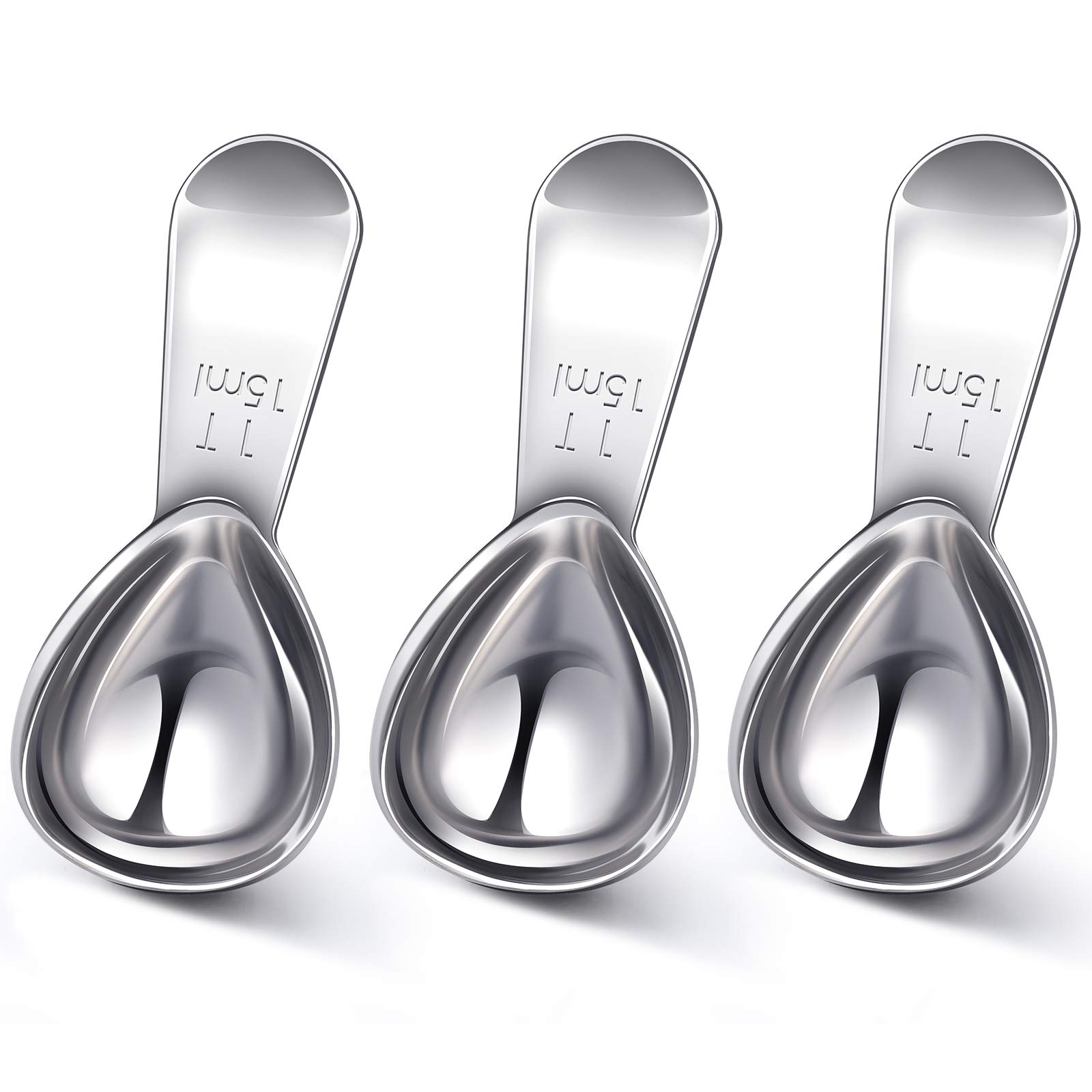3 Pieces Coffee Scoop Stainless Steel Coffee Scoops Short Handle Tablespoon Measuring Spoons for Coffee Tea Sugar (Silver, 15 ml)