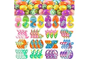 CONFUCIA Filled Easter Eggs & Pop Fidget Toys - 24 Pack Easter Eggs Perfect for Kids & Teens Easter Egg Hunt, Easter Basket Stuffers & Fillers, Classroom Prize Supplies, Party Favors