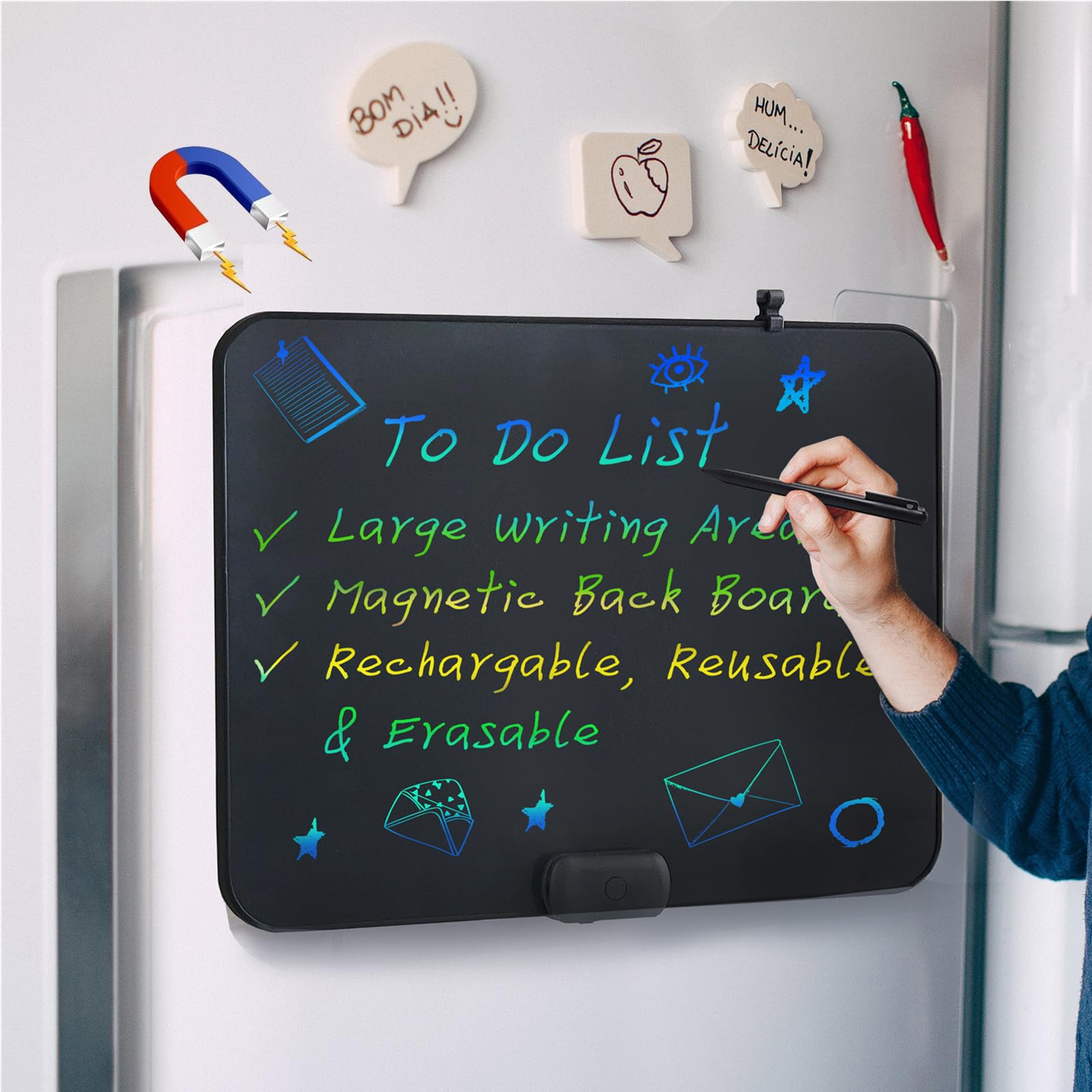 Photo 1 of ROYALITA 20-Inch LCD Writing Tablet for Kids & Adults, Large Rechargeable Writing Board Note Board for Fridge, Built-in Magnets & Instant Erase, Dry-Erase & Sticky Note Alternative for Home & Office