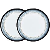 Denby - Halo Dinner Plates Set of 2 - Reactive Glaze Dishwasher Microwave Safe Crockery 28cm - Black, Grey, White Ceramic Stoneware Tableware - Chip &amp; Crack Resistant