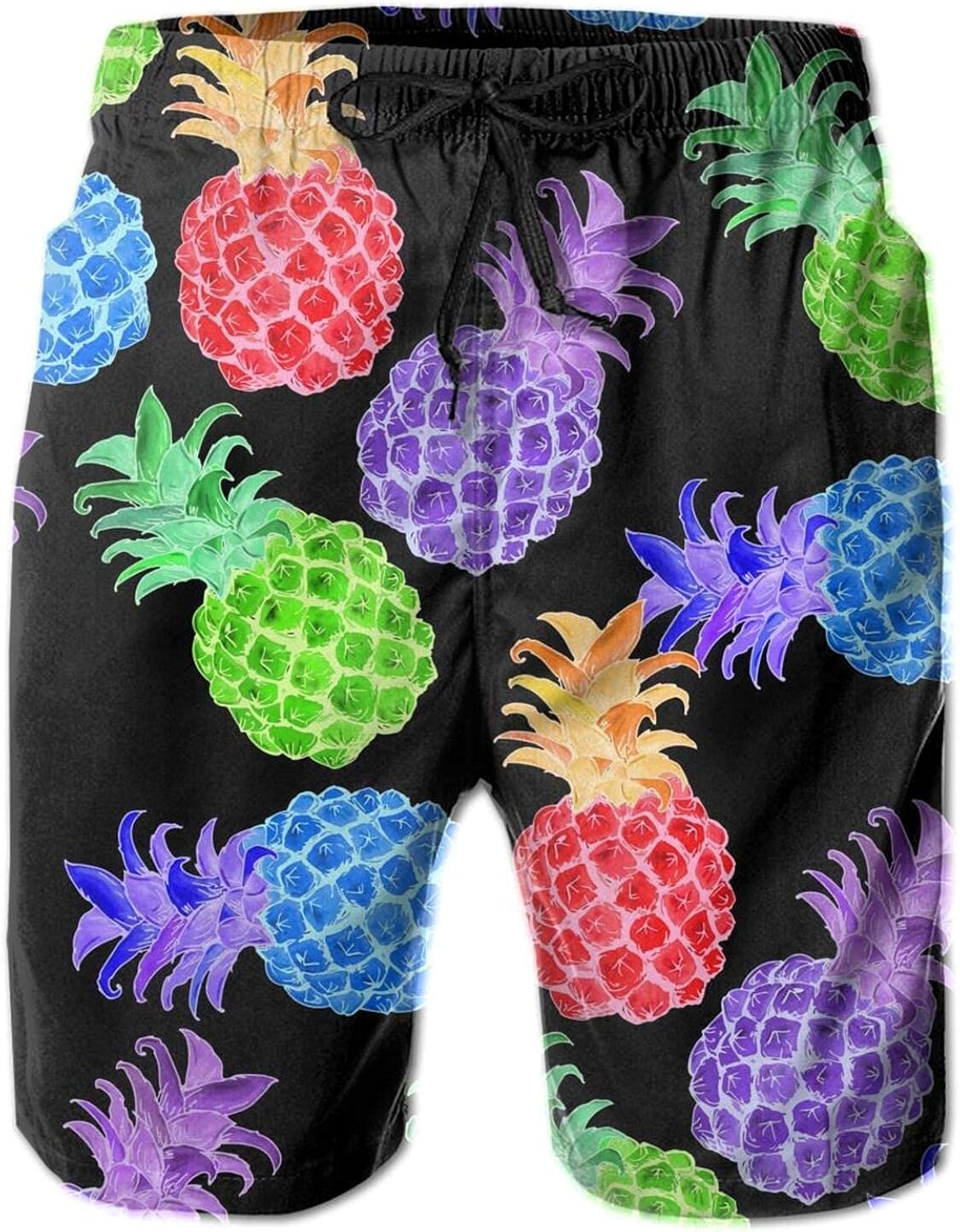 OMOXILOUY Colorful Pineapple Mens Swim Trunks Quick Dry Beach Board