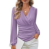GRACE KARIN Long Sleeve Blouses for Women Dressy Casual, Wrap Tops Work Shirts, 2026 Spring Business Outfits