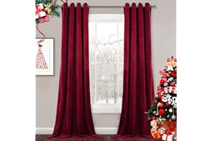StangH Red Velvet Curtains 96 inches - Bedroom Blackout Grommet Curtains Thermal Insulated Noise Absorb Window Dressing for Party/Film Room, 52 x 96 Inches, 2 Panels
