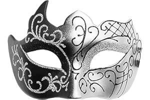 Abkolul Masquerade Mask for Men Black, Halloween Venetian Adult Masquerade Masks, Mardi Gras Mask