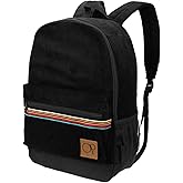 Ocean Pacific OG Corduroy Backpack for Travel, Sports, Beach, Work, Casual Daypack for Men Women Fits 15.6 Inch Laptop (Black)