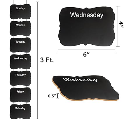 Party Propz Monday to Sunday Chalkboard Wooden Wall Hanging for Kitchen Help, Kids Timetable Maintenance