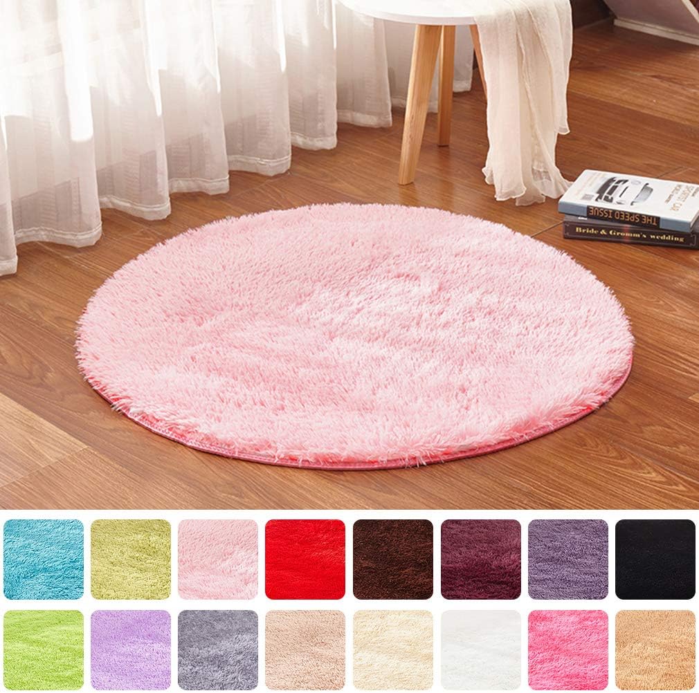 Alfombra Redonda de Pelo Largo para salón Comedor o habitación de los