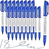 Blue Ultra Fine Point Permanent Markers, 18 Pack, 0.4 mm, Precision Extra Fine Tip for Detailed Writing, Art, Crafts &amp; Labeling on Paper, Plastic, Glass, Metal, Waterproof, Fade-Resistant Ink