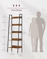 VASAGLE 4-Tier Ladder Shelf Narrow Bookshelf Brown and Ink Black LLS054X01 view 7