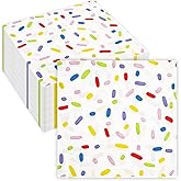 50Pcs Donut Sprinkle Napkins-Disposable Colorful Paper Napkins Rainbow Striped Plaid Dots Donut Party Beverage Napkins for Baby Shower Wedding Birthday Picnic BBQ Cupcake Table Decor