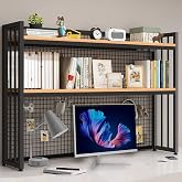Desktop Hutch Bookshelf Metal Desk Shelf, 2-Tier Storage Display Shelf for Computer Desk, Multifunctional Freestanding Storage Rack Display Shelf for Office, Home Decor, Kitchen (45.2*35*9.44 IN)