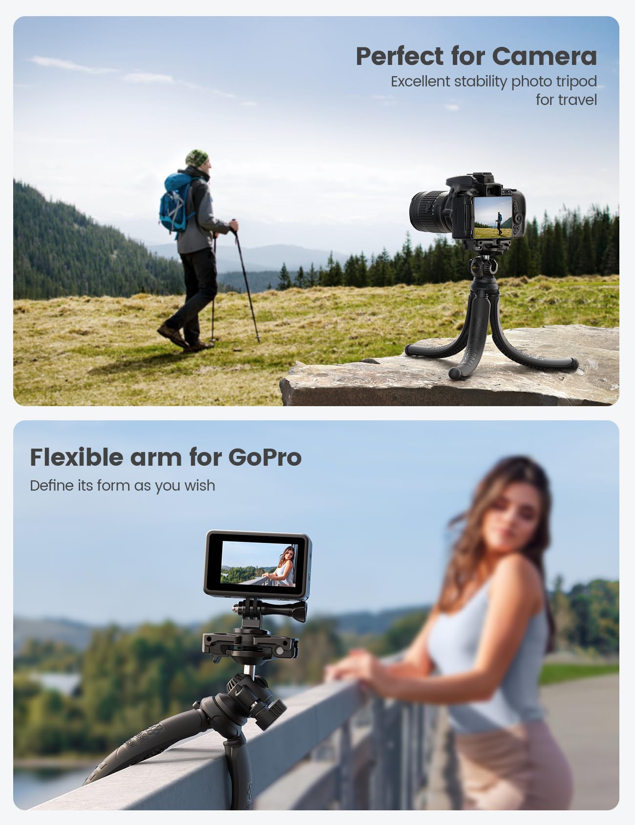 Lamicall Tripod for Camera - 3 in 1 Flexible Tripod for iPhone with Wireless Remote - iPhone Tripod Stand for Video Recording Vlogging Compatible with iPhone Samsung Go Pro, Small Digital Camera