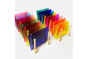 XNZOSKYLZ 24 Sheets Transparent Stained Glass Variety Pack - 4" x 6" Cathedral Art Glass for Mosaic Crafts, Suncatchers, DIY Stained Glass Projects - Assorted Vibrant Colors