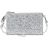 LAM GALLERY Sparkling Evening Clutch Silver Bride Purse for Wedding Bling Clutch Handbag for Party