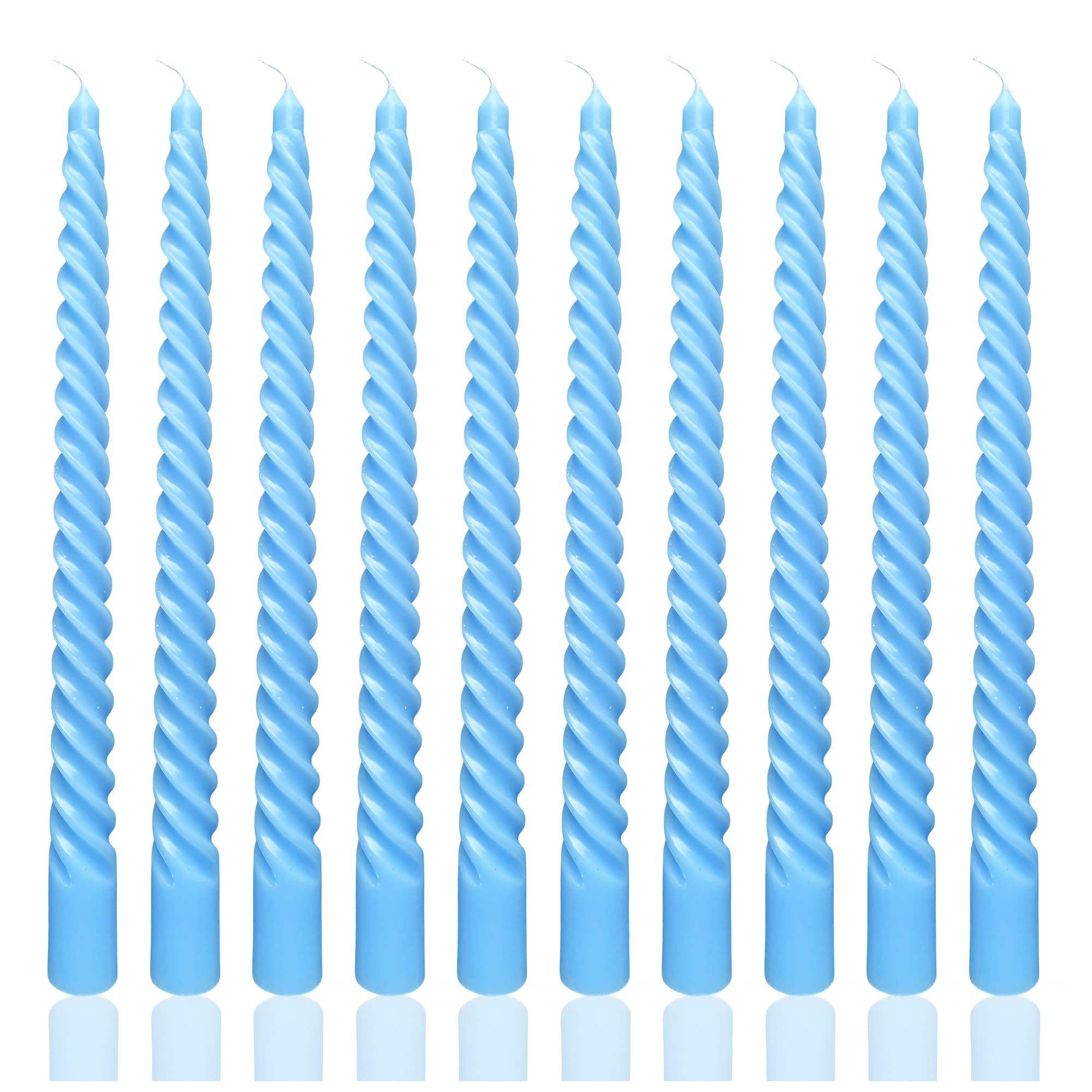 Photo 1 of 10 Inch Sky Blue Taper Candle Set, 10 Pack Unscented Dripless Candlesticks for Family Dinner Parties Home Decoration Picnic
