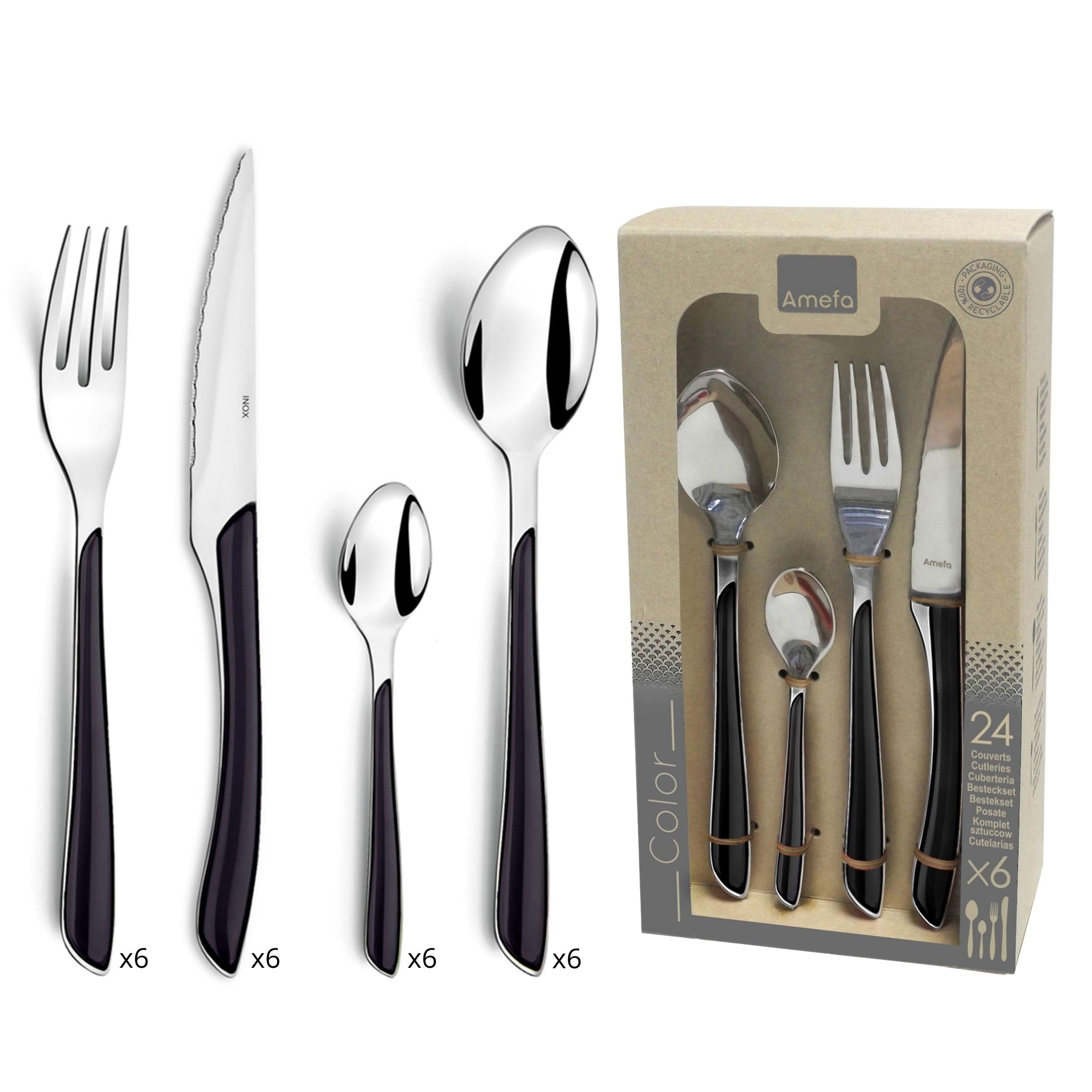 Amefa ECLAT Black 24 Piece Cutlery Set, 6 People