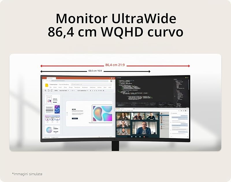 UltraWide 34U601B Monitor 34" WQHD 120Hz Curvo per lavoro e multitasking