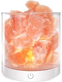 Levoit Cora Himalayan Salt Lamp, Natural Hymalain Pink Salt Rock Lamps, USB Himilian Sea Salt Crystal Night Light with Touch Dimmer Switch,3 Bulbs,UL-Listed Cord & Luxury Gift Box