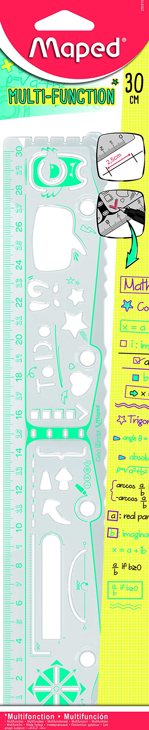 Maped 30cm Geo Notes Ruler - (Assorted Colours)