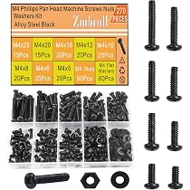 Phillips Pan Head Machine Screw Assortment – Stainless Steel, With Nuts & Washers – 3895 Pcs, Metal Tray
