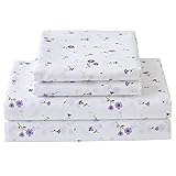 Softan Purple Floral Twin Size Sheet Set, 3 Pieces