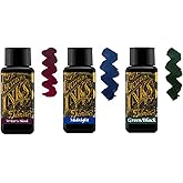 Diamine Fountain Pen Ink 30ml - 3 x Bottles - Writers Blood &amp; Midnight Blue &amp; Green Black