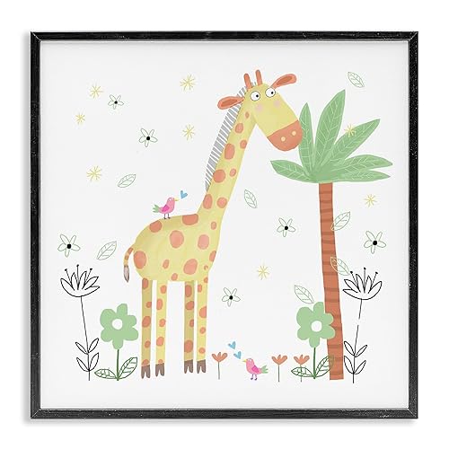 Stupell Industries Floral Baby Giraffe Illustration Black Framed Giclee Art, design by Carla Daly, 24 x 24 - Amazon deal for $61.54