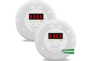 Vzmcov Carbon Monoxide and Smoke Detector LCD Display, Battery Powered, Dual sensors, 85dB Voice Alarm and Real-time Tracking, Suitable for Home/Kitchen/Bedroom/RV (Small Screen, 2Pack-CO&Smoke)