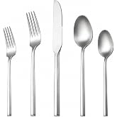 Cutlery Set 18/10 Stainless Steel 5 Pieces | Knife, Forks and Spoons, Matt Finish, Ergonomic Handle, Heavy Design